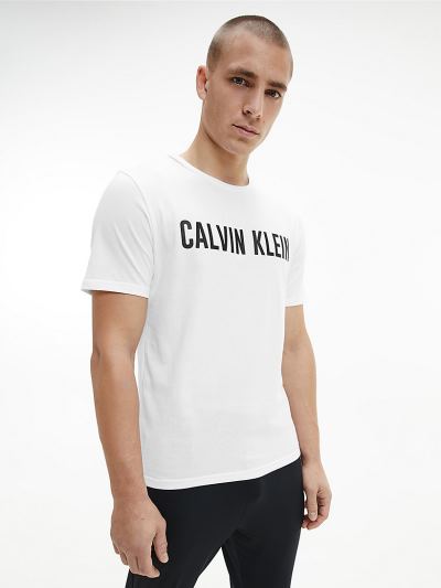 Calvin Klein Ruhák HU490647 | Calvin Klein Logo Gym Férfi Póló Világos Fehér / Fekete